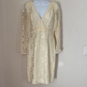 Vintage Chic Cream Lace Long Sleeve Dress